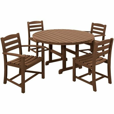 POLYWOOD La Casa Cafe 5-Piece Teak Dining Set with 2 Arm Chairs and 2 Side Chairs 633PWS1711TE